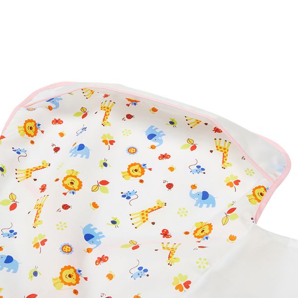 akachan honpo - 抗油汙、快乾長袖圍兜-動物-粉紅色 (80～95)