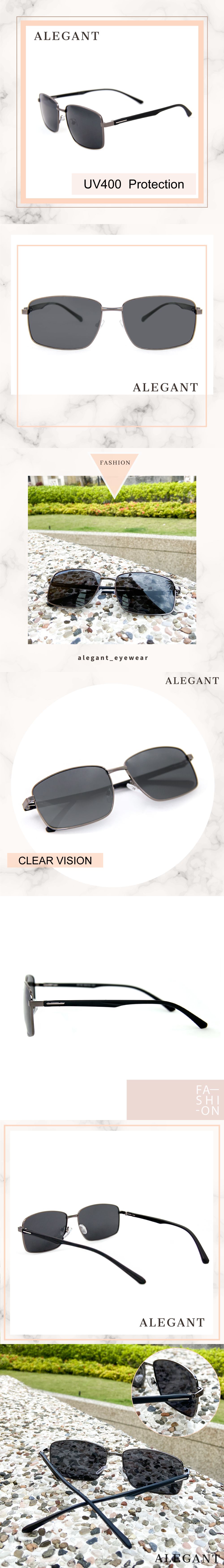 ALEGANT - 經典稜岩黑寶麗來偏光太陽眼鏡│UV400太陽眼鏡