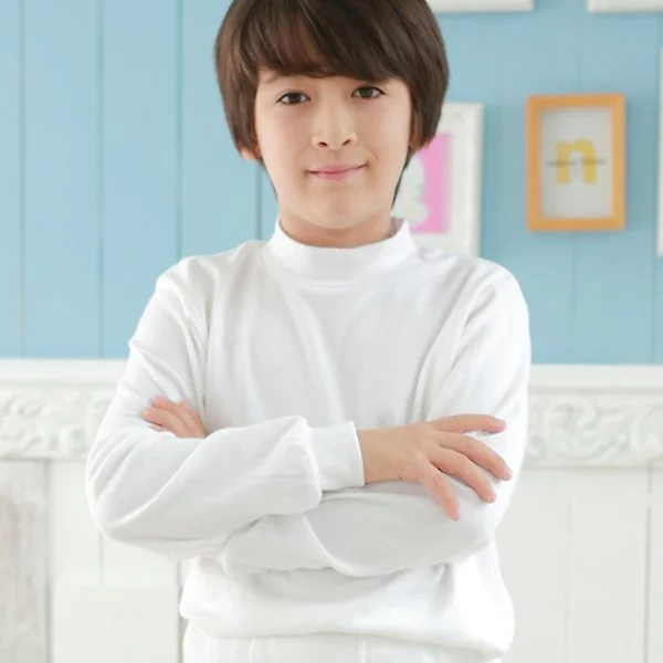 Annypepe - 兒童純棉立領衛生內衣-藍色 (90-150cm)