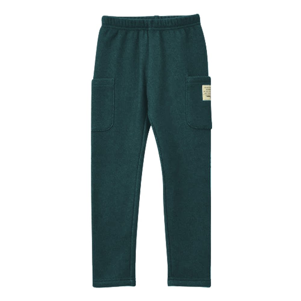 日本 TORIDORY - 極暖彈性裏起毛長褲-口袋款-藍綠