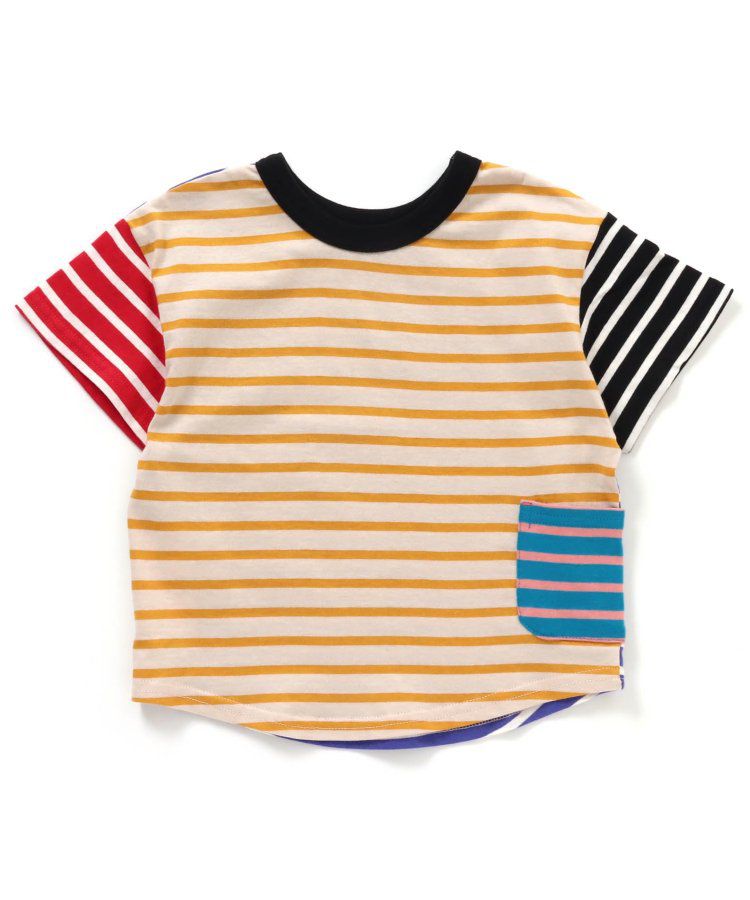 日本 BREEZE - 正反OK！圓領印花短袖上衣-線性-黑