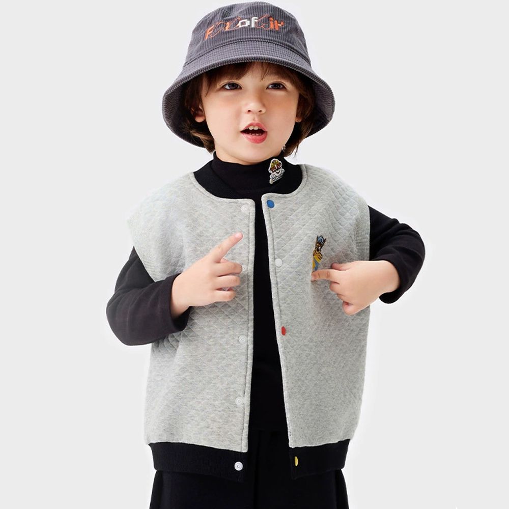 卡通汪汪隊鋪棉背心-卡通人物阿奇-灰色