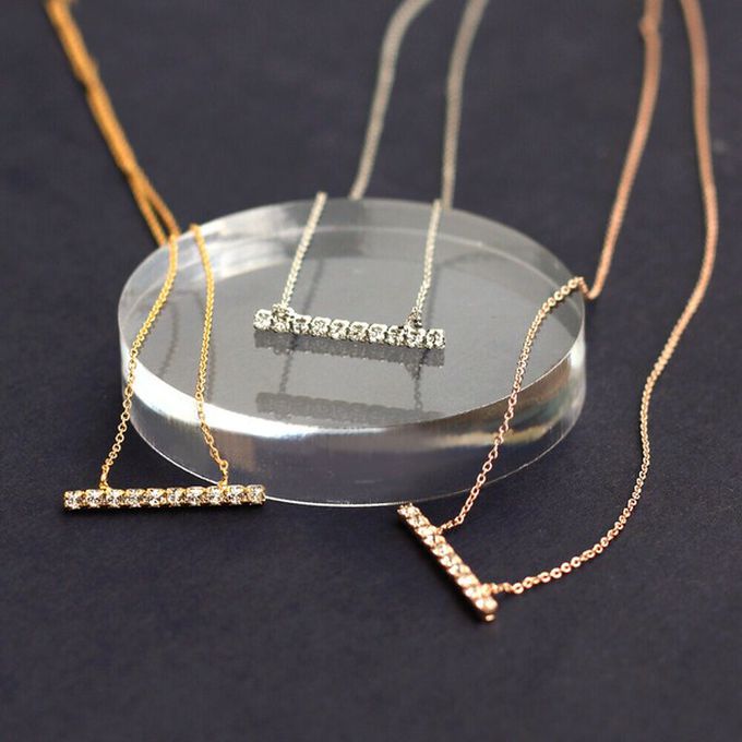 日本 Melody Accessory - 日本製 優雅橫式水鑽氣質款項鍊