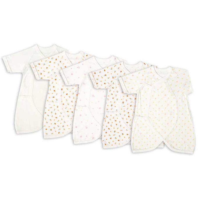 akachan honpo - 新生兒內衣10件組-滿版印花-橘色 (肚衣:50cm蝴蝶裝:50~60cm)