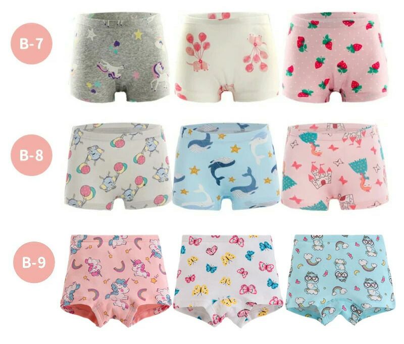 日本 Ho-ho kids - [樂天4冠王]100%棉女孩內褲(3入)-羊駝/獨角獸/美人魚-水藍粉白