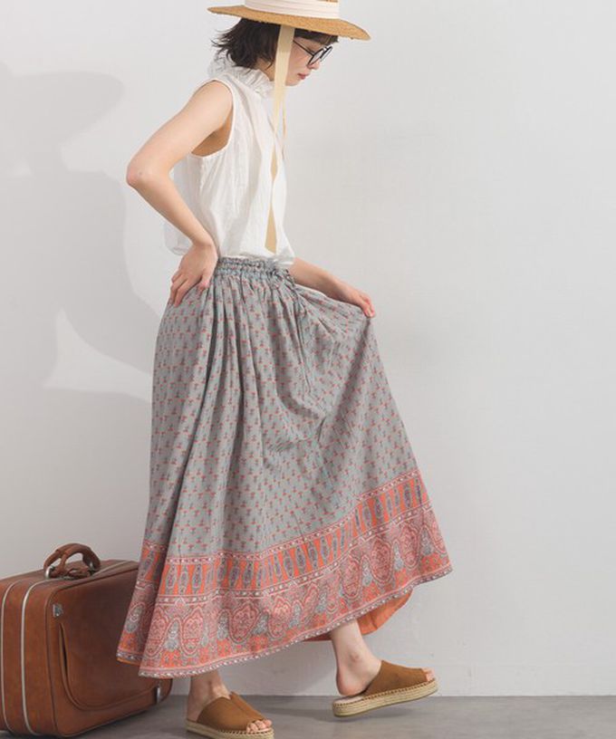 日本 Lupilien - 熱銷再販 2way雙面穿印度棉典雅長裙-深灰x海軍藍