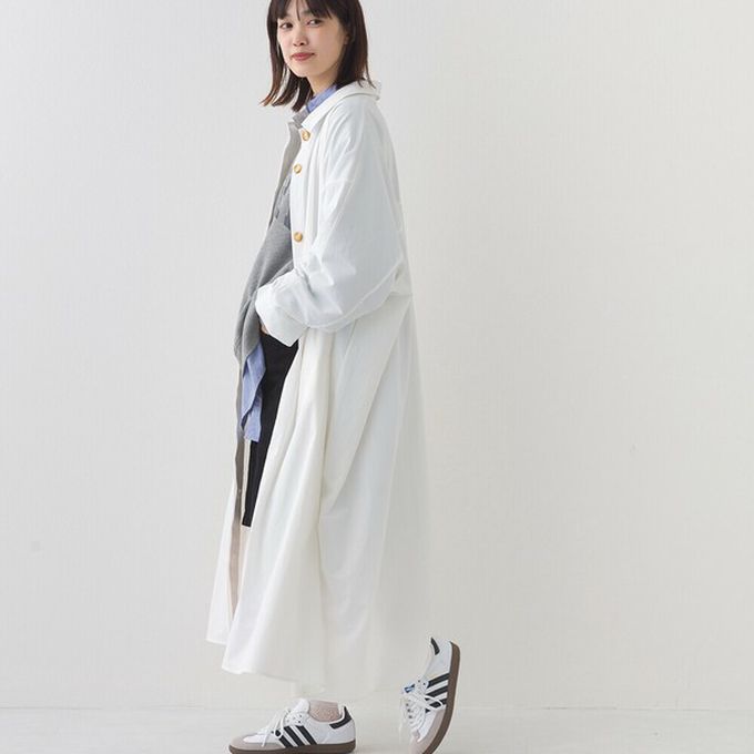 日本 OMNES - 防撕裂耐穿率性質感尼龍長版大衣-淺卡其