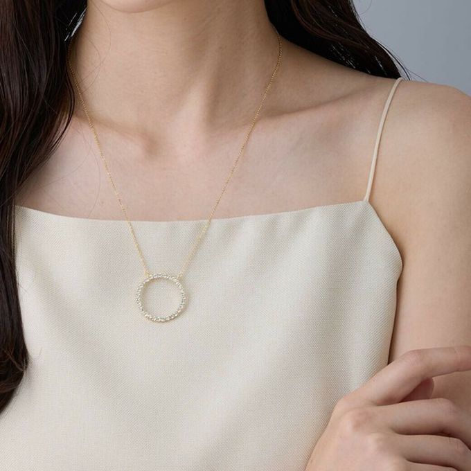 日本 Melody Accessory - 日本製 典雅華美水鑽長項鏈-圓形