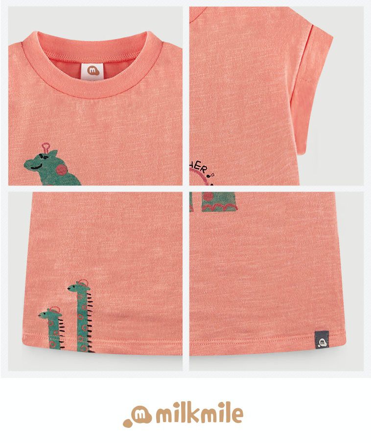 韓國 milk mile - 波點長頸鹿純棉T-綠