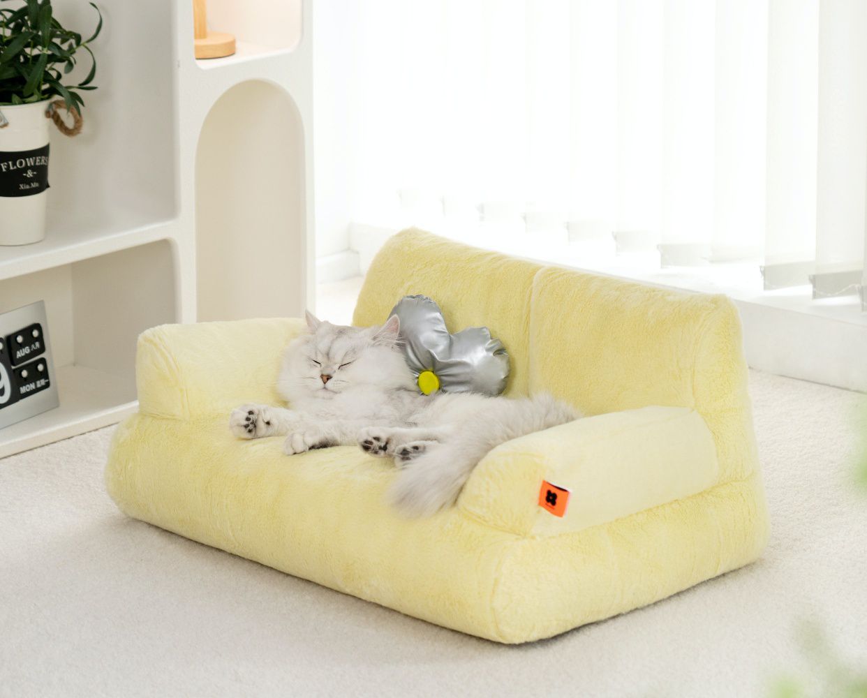 可拆洗寵物沙發-黃色 (66x37x33CM)