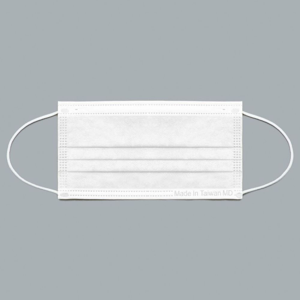 YSH 益勝軒 - 成人醫療級三層平面口罩/雙鋼印/台灣製-冰雪白 (17.5x9.5cm)-50入/盒(未滅菌)
