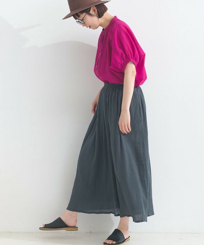 日本 Lupilien - 100%印度棉 輕盈飄逸寬褲-炭灰