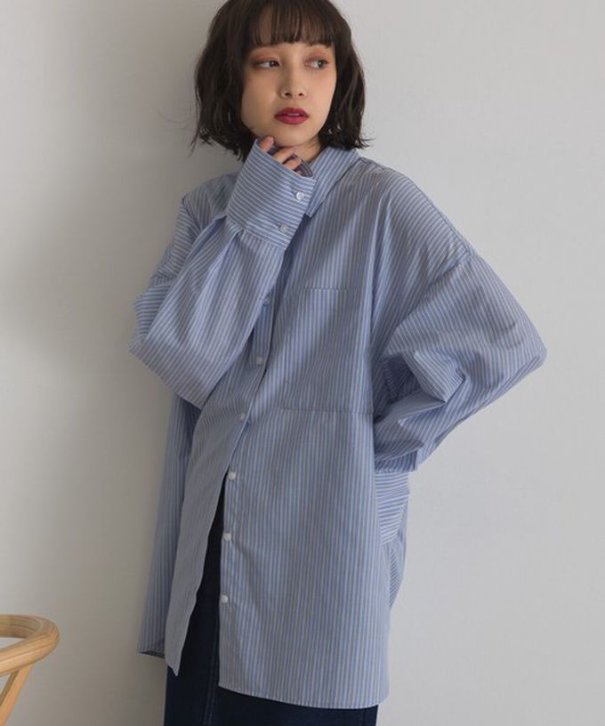 日本 ELENCARE DUE - 男友風寬鬆率性感長袖襯衫-白