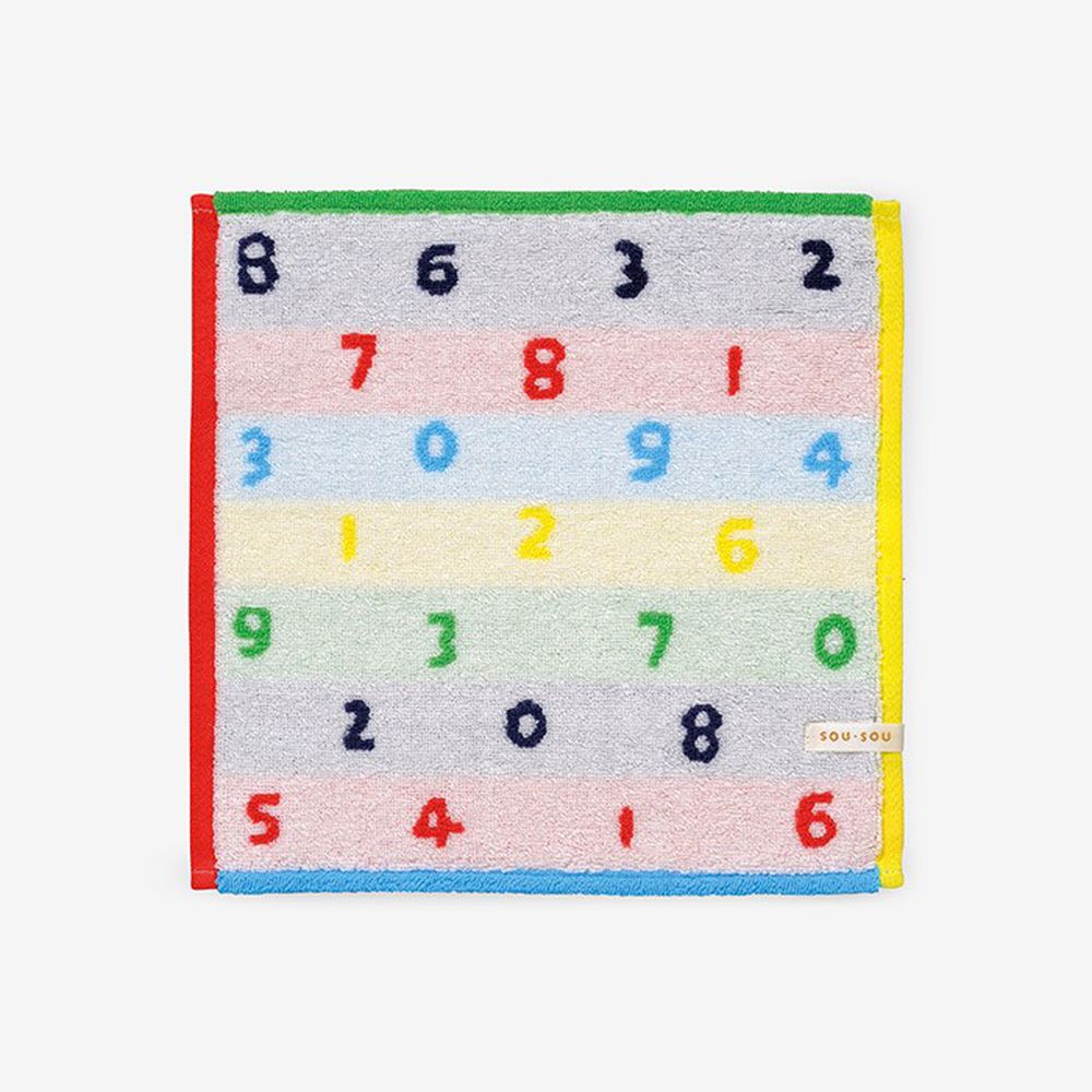 日本代購 - 【SOU·SOU】日本製今治純棉方巾-數字 (25x25cm)