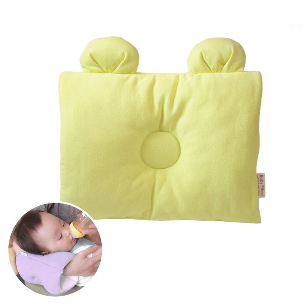 日本Makura - 【Baby Pillow】兩用型透氣授乳臂枕-萊姆 (M (長 25 x 寬 20 + 4(耳朵) cm))