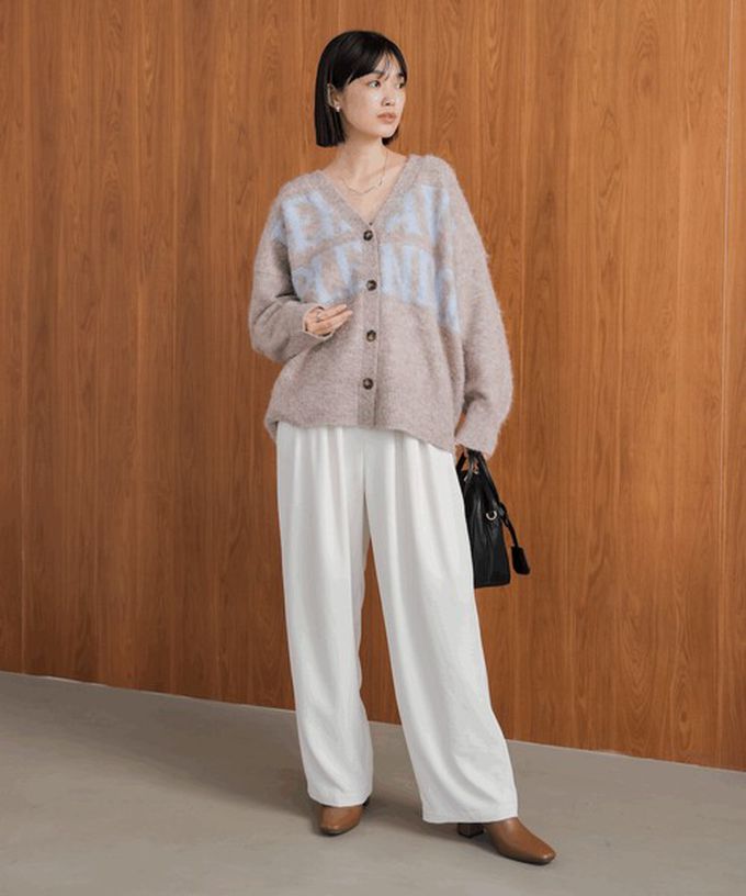 日本 Bab - 英文字印花顯瘦V領針織開襟衫-灰