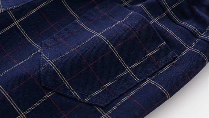 WELLKIDS - 腰鬆緊格紋休閒長褲-深藍色