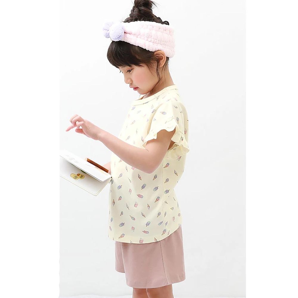日本 devirock - 純棉舒適短袖家居服/睡衣-冰淇淋-杏x粉