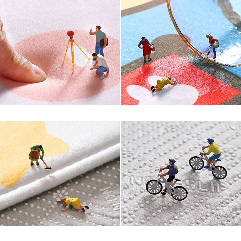 快速吸水法蘭絨浴室腳踏墊-萌萌獅子-藍色