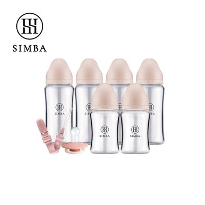 Simba 小獅王辛巴 - 咬咬喝喝全到位！新生起手包-夜光型-栗粉