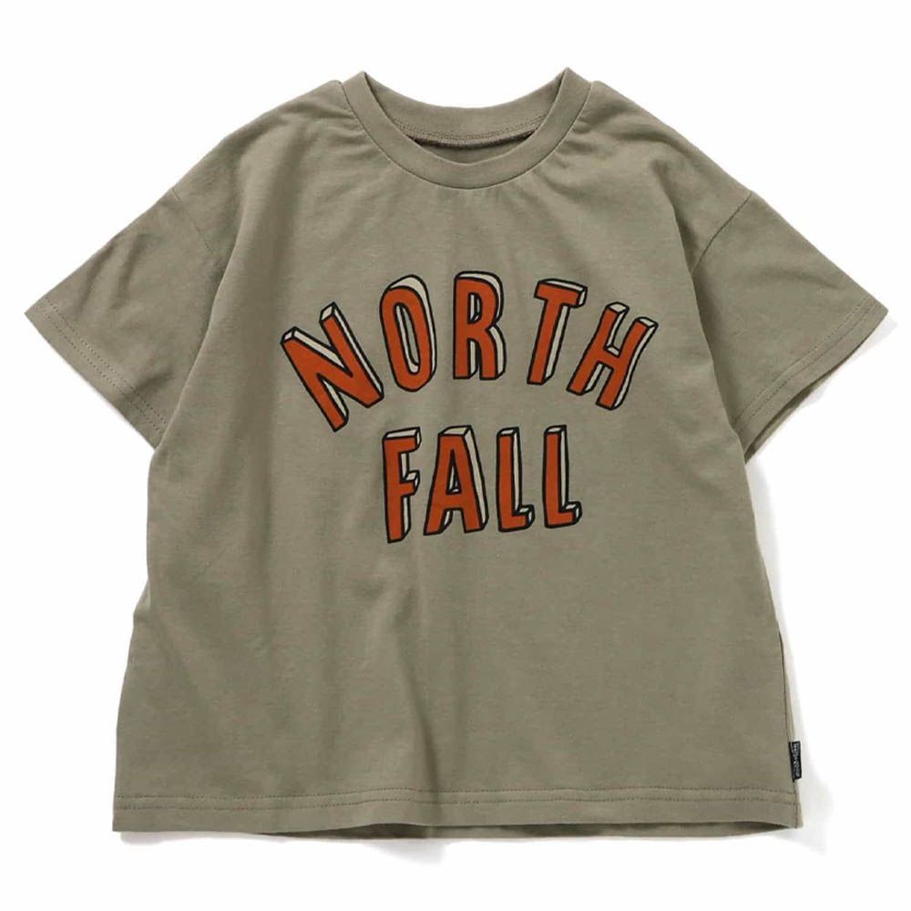 [必收] 百搭美式印花短袖上衣-NORTH FALL-卡其綠