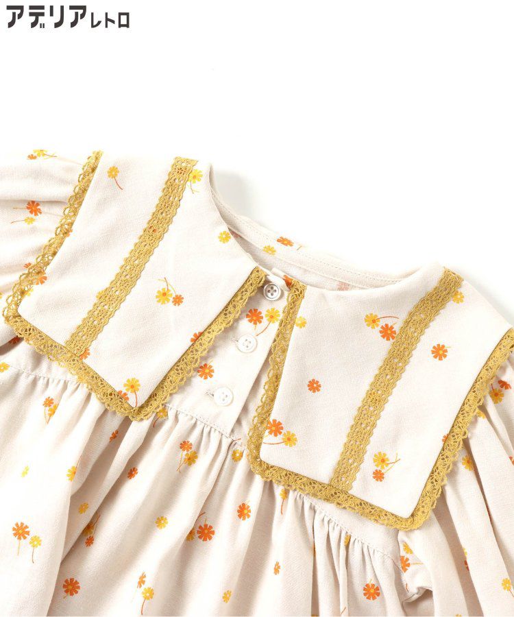 日本 BREEZE - 聯名款 昭和風文藝翻領長袖上衣-蒲公英點點-米白