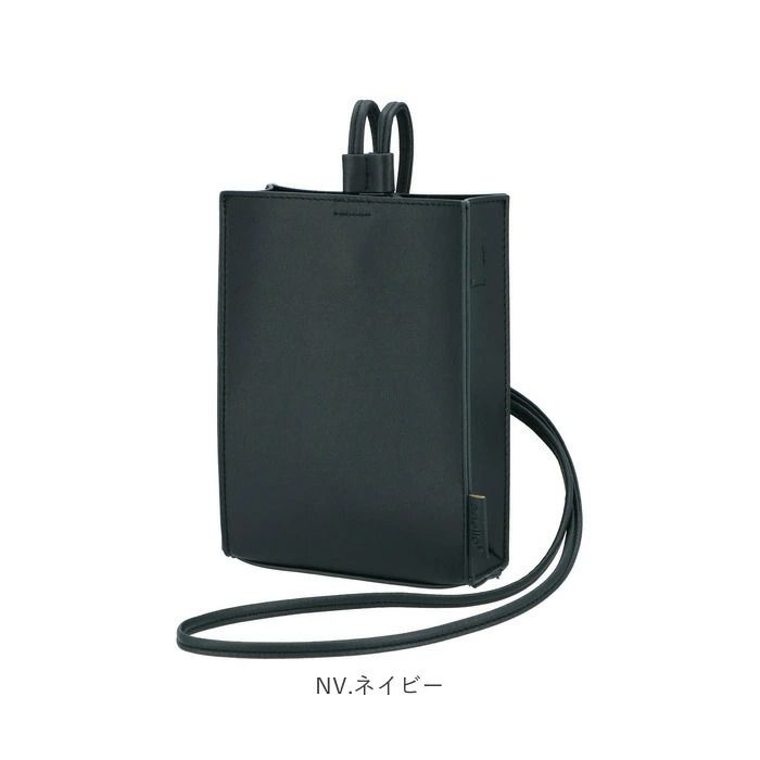 日本 Anello - 皮革斜挎手機包-NV海軍藍 (18cm×13cm×3cm)