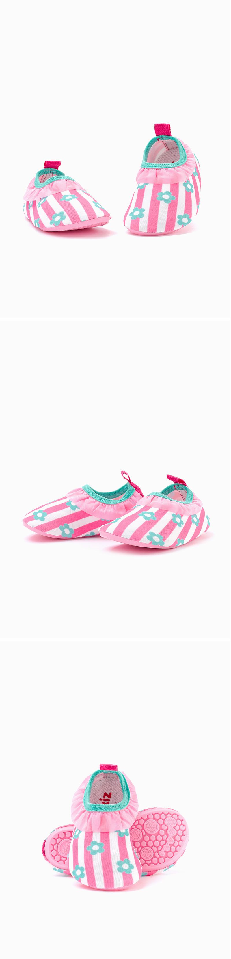 韓國 OZKIZ - 輕量/防滑兒童沙灘鞋/戲水鞋-條紋花花