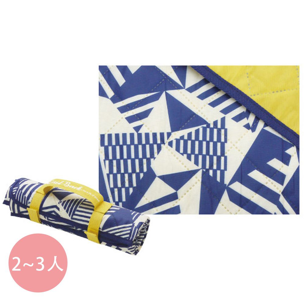 日本現代百貨 - 可機洗 撥水加工衍縫野餐墊(2-3人)-幾何三角-藍 (S(100x140cm))