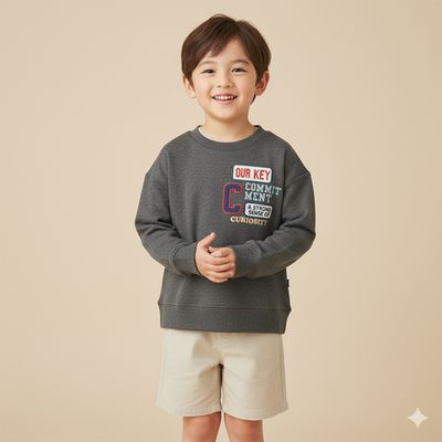 akachan honpo - 內裡刷毛寬版休閒上衣-深灰色