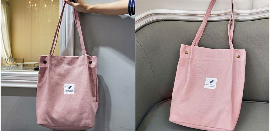 韓版 - 帆布包(有暗袋)-玫瑰粉