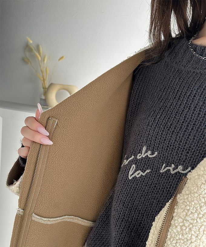 日本 Classical Elf - 溫暖毛呢休閒感無領長版外套-摩卡