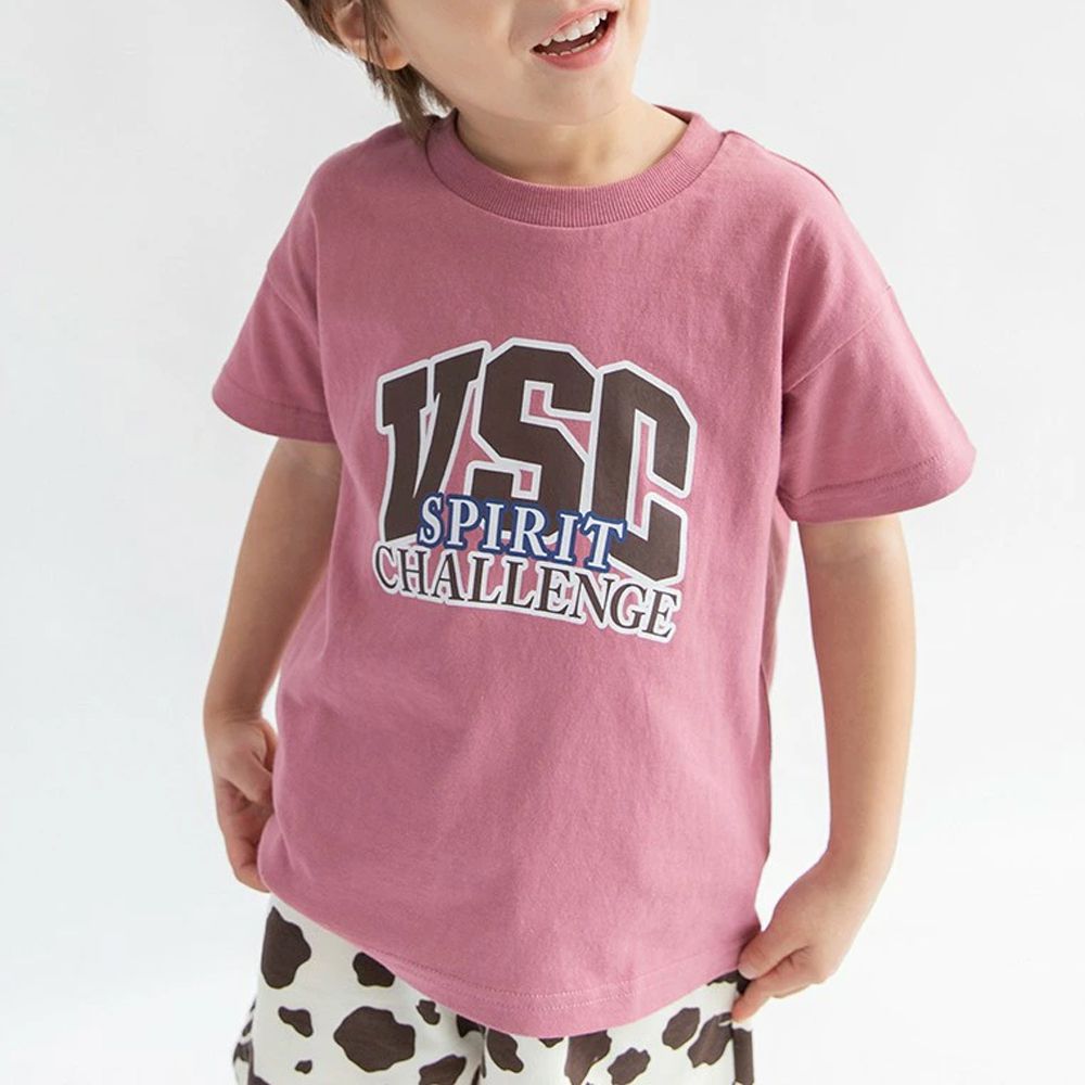 天竺棉可愛印花短袖上衣-VSC-玫粉