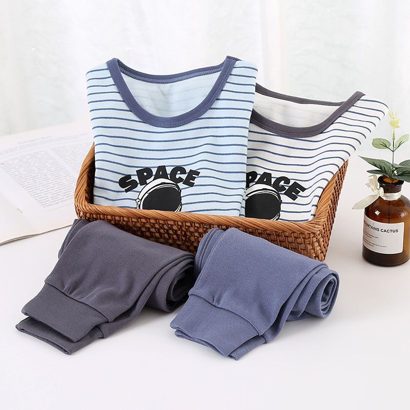 MAMDADKIDS - 純棉長袖家居服套裝-太空人-藍色+深藍色-縮褲口