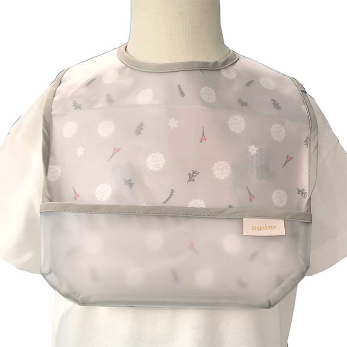 akachan honpo - 用餐圍兜2件組-小花-灰色 (70~95cm)