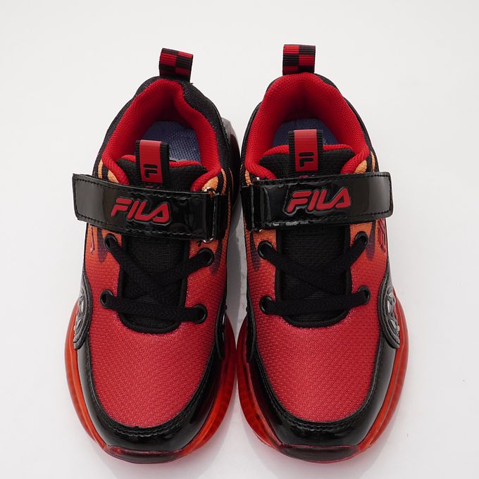 FILA - 賽車造型電燈運動鞋-7-J452X-002黑紅(中大童段)-運動鞋-黑紅