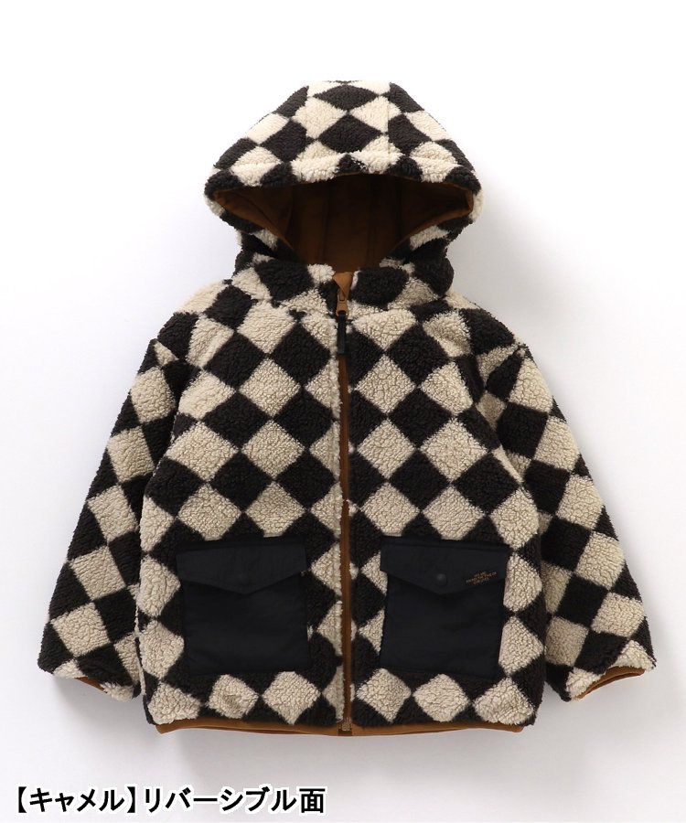 日本 BREEZE - [雙面穿]絨毛鋪棉繽紛保暖外套-黑系&迷彩