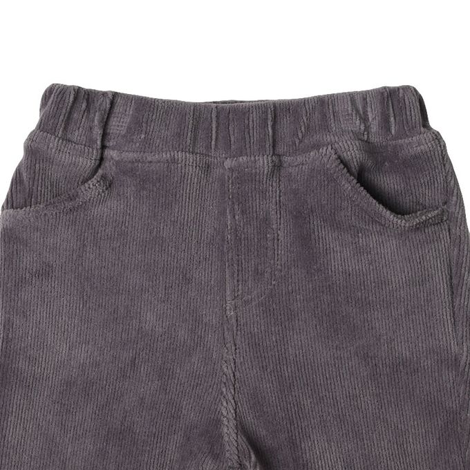 akachan honpo - 10分燈心絨褲-膝蓋圖案-深灰色