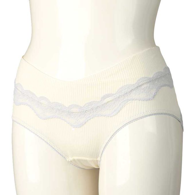 akachan honpo - 腹部交叉設計內褲-羅紋-米白色