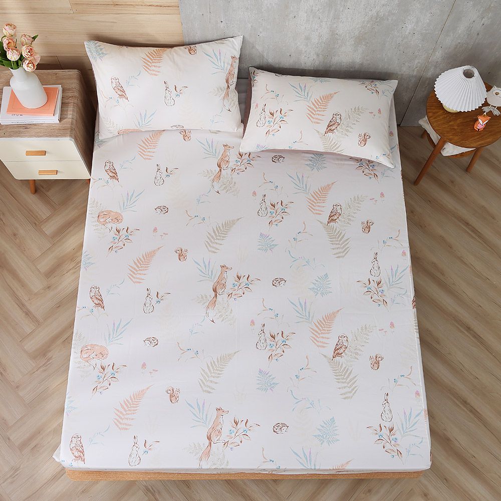 鴻宇 HongYew - 雙人床包枕套組 美國棉授權品牌 300織-狐狸艾莉森 可可