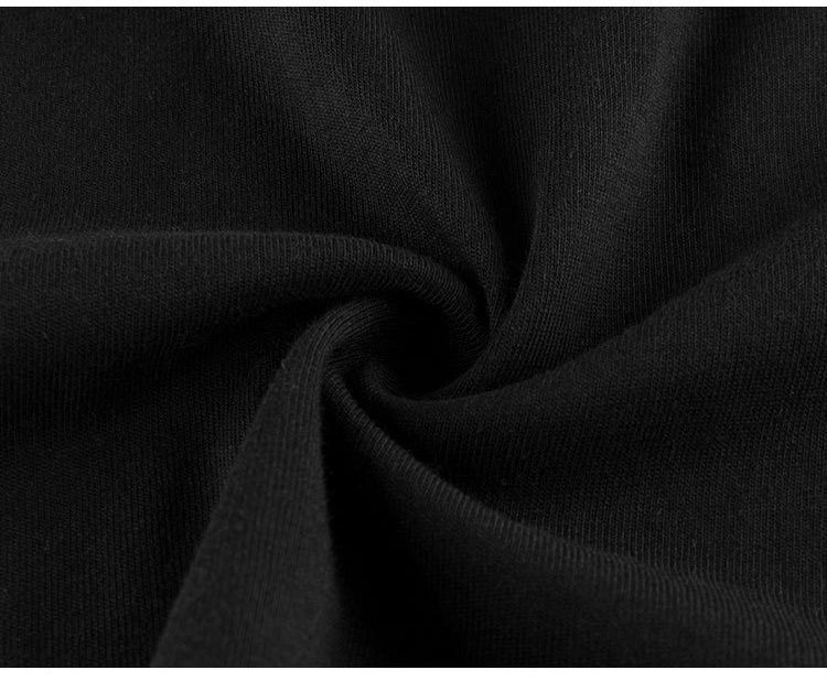 純棉假兩件圓領薄長袖上衣-恐龍骸骨-黑色