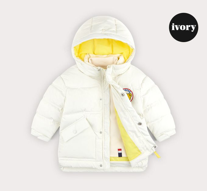 韓國 HEJMINI - 蓬鬆鋪棉口袋長版連帽外套-湖水綠