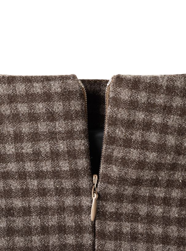 日本 GRL - 不規則裙擺格紋毛呢短裙(附安全褲內襯)-黑