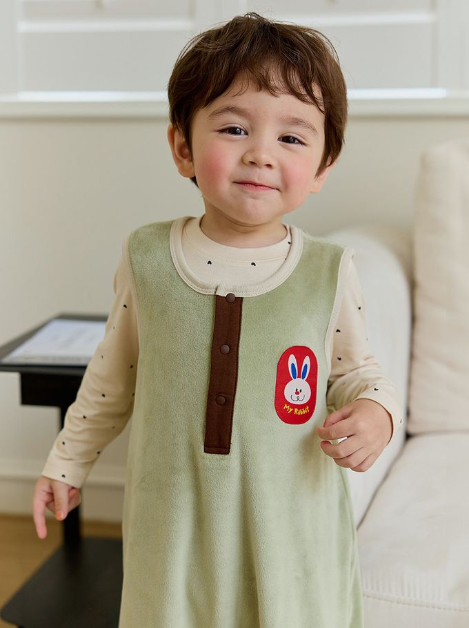 韓國 Cordi-i - 超細纖維絲絨保暖防踢被-My Rabbit-綠