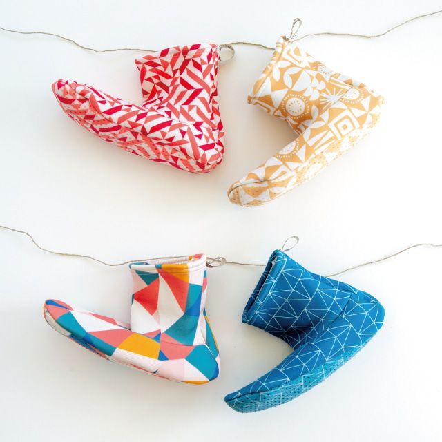 日本 BISQUE - 機能保暖足袋型止滑室內襪-幾何拼接-粉紅 (M(23-24.5))