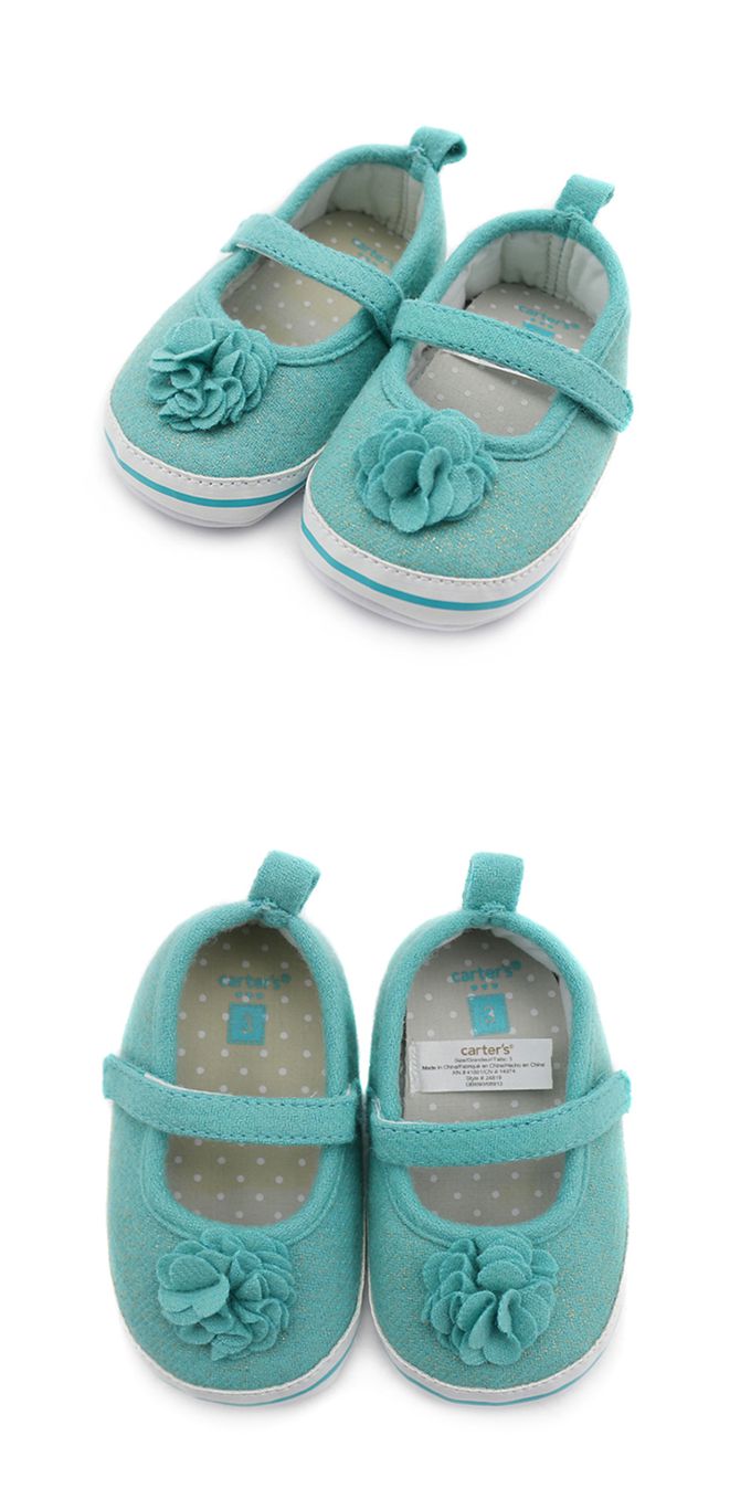 美國 Carter's - 藍綠山茶花妞妞鞋 (9-12 M)