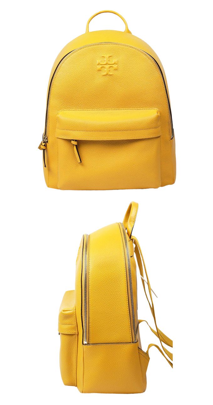 TORY BURCH - 素面皮革後背包-黃色