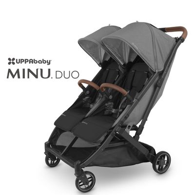 美國UPPAbaby - MINU Duo 並排雙人推車+擋雨罩-贈防撞桿(前扶手)共2隻-黑灰