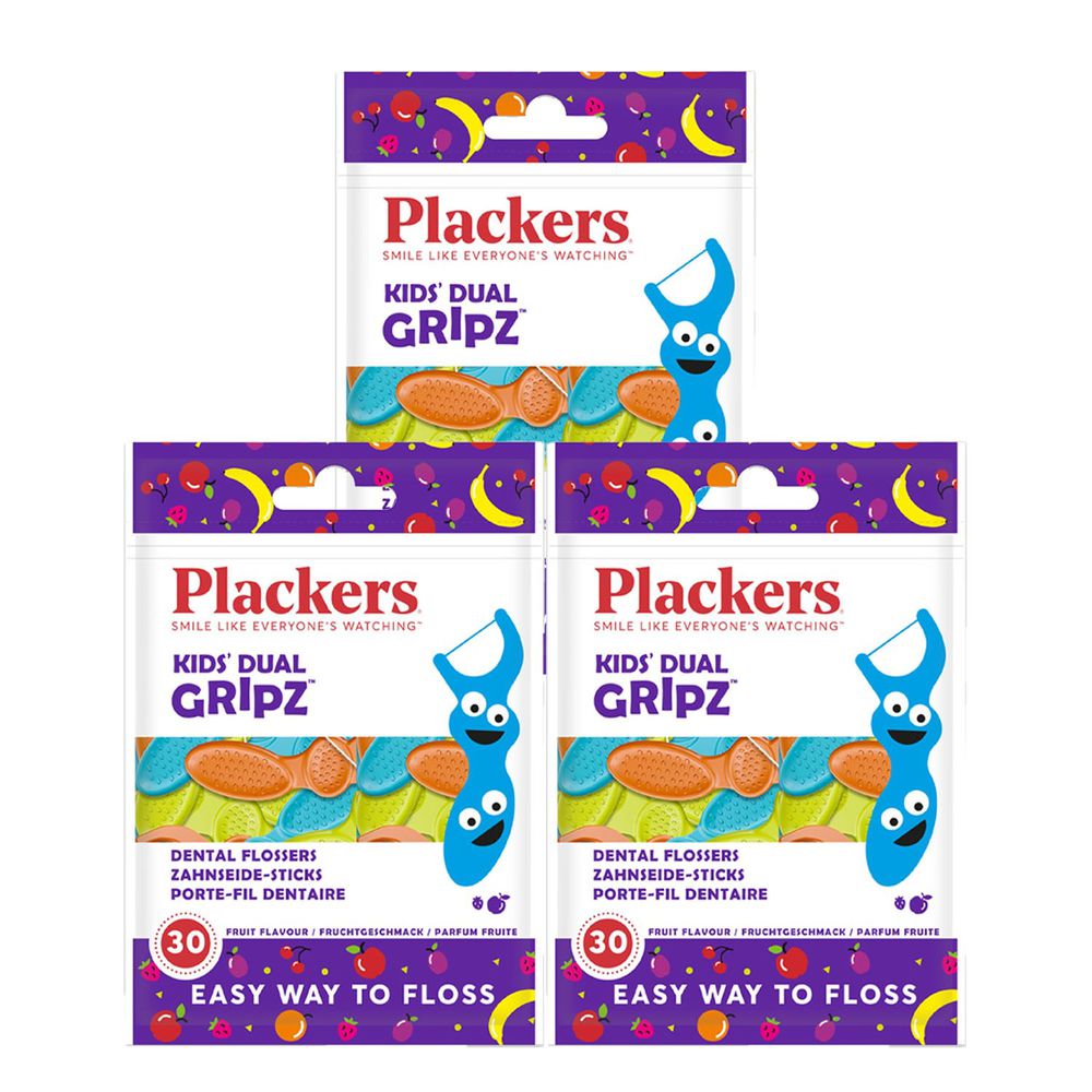 美國 Plackers 派樂絲 - 兒童果香含氟牙線棒-30入*3包入-共90支