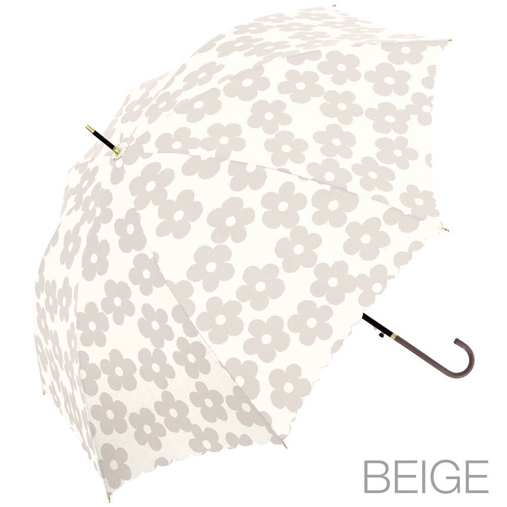 日本中谷 - 北歐花花直傘/雨傘-卡其 (傘骨60cm)